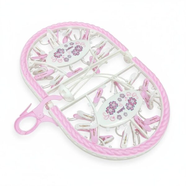 Folding Cloth Clip Hanger 28pcs - Pink