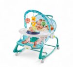Hu-Baby 4 in 1 Multifunctional Baby Rocker With Music, Vibrations, Wheels & Dining Tray – Blue