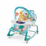 Hu-Baby 4 in 1 Multifunctional Baby Rocker With Music, Vibrations, Wheels & Dining Tray – Blue
