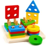 Long Wooden Shape Sorting & Stacking Toy Puzzle for Kids Learning - Image 5