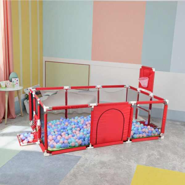 Baby Playpen with Basketball Hoop – Red