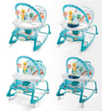 Hu-Baby 4 in 1 Multifunctional Baby Rocker With Music, Vibrations, Wheels & Dining Tray – Blue - Image 2