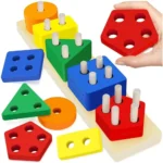 Long Wooden Shape Sorting & Stacking Toy Puzzle for Kids Learning - Image 6