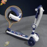 2 in 1 Foldable Scooter with Seat & LED Flash Wheels - Blue - Image 3