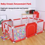 Baby Playpen with Basketball Hoop – Red - Image 3