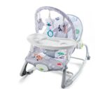 Hu-Baby 4 in 1 Multifunctional Baby Rocker With Music, Vibrations, Wheels & Dining Tray – Grey