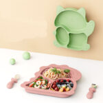 Silicone Weaning Plate Set for Babies - Pink - Image 4