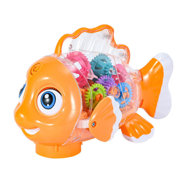 Transparent Gear Fish Toy with Music & LED Lights