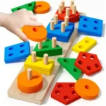 Long Wooden Shape Sorting & Stacking Toy Puzzle for Kids Learning - Image 2