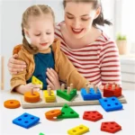 Long Wooden Shape Sorting & Stacking Toy Puzzle for Kids Learning - Image 3
