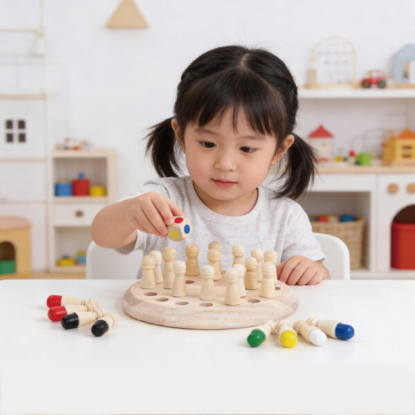 Wooden Color Match Memory Chess Board Game