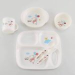 6 in 1 BPA Free Baby Feeding Set with Plate, Bowl, Cup, Spoon & Fork - Image 3