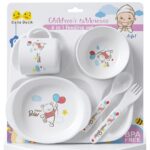 6 in 1 BPA Free Baby Feeding Set with Plate, Bowl, Cup, Spoon & Fork - Image 2