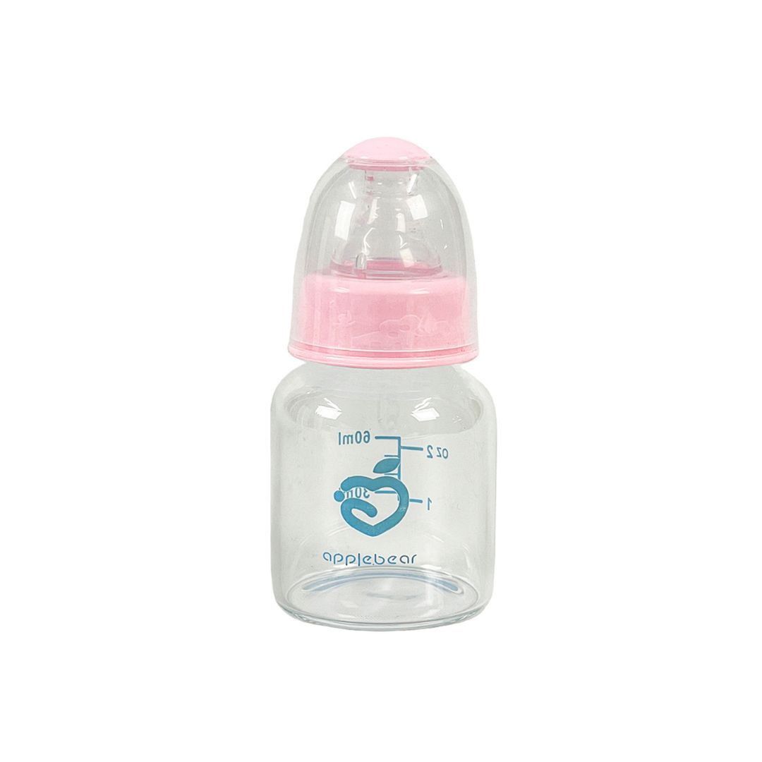 Untitled design (20) Applebear Glass Feeding Bottle 60ml – Pink - Image 1