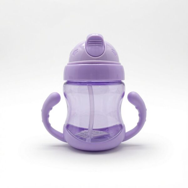 Baby Water Bottle With Soft Straw & Dual Handles 240ml - Purple