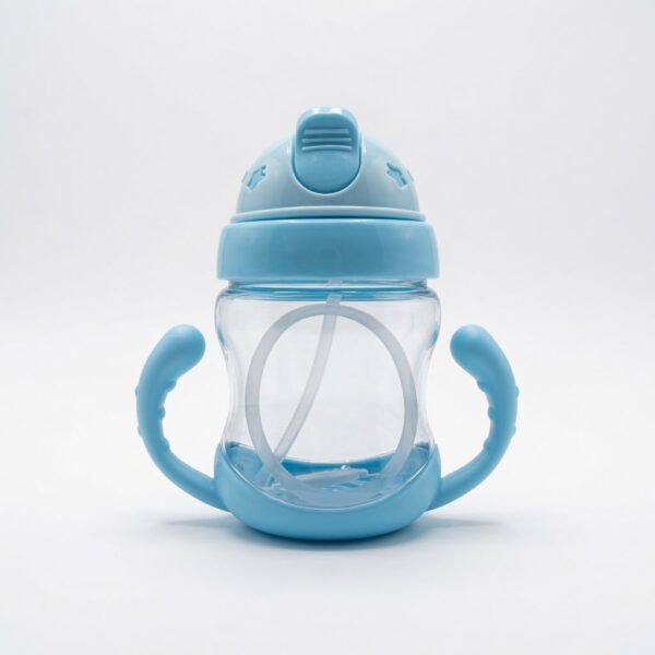 Baby Water Bottle With Soft Straw & Dual Handles 240ml - Blue