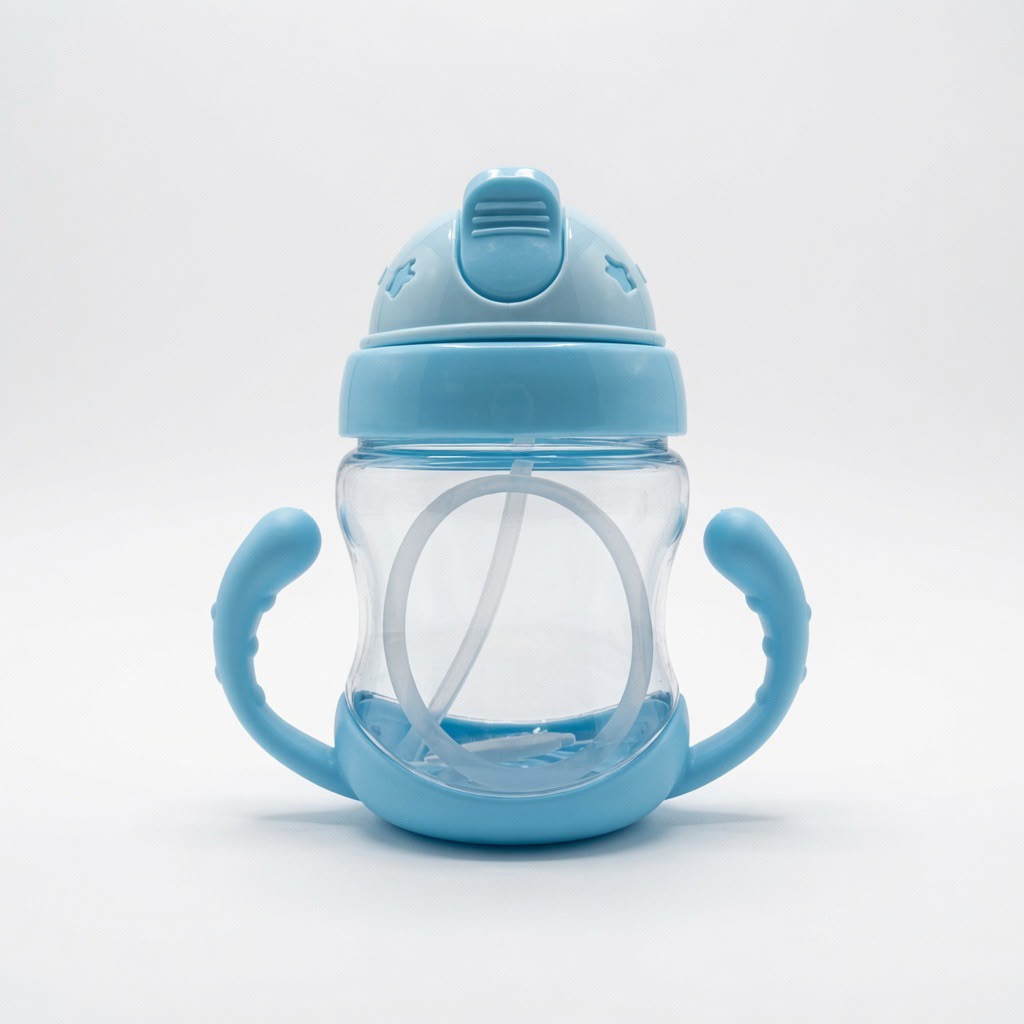 WhatsApp Image 2026-07-07 at 10.01.09 AM (2) Baby Water Bottle With Soft Straw & Dual Handles 240ml - Blue - Image 1