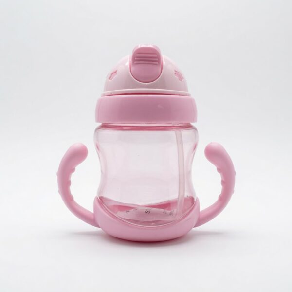 Baby Water Bottle With Soft Straw & Dual Handles 240ml - Pink