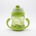 Baby Water Bottle With Soft Straw & Dual Handles 240ml - Green