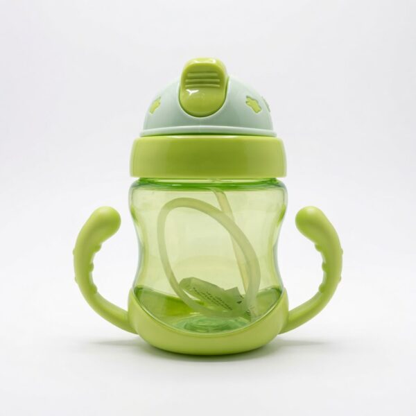 Baby Water Bottle With Soft Straw & Dual Handles 240ml - Green
