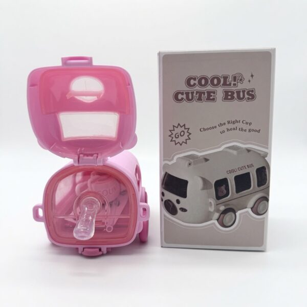 Cool Cute Bus Kids Straw Water Bottle 500ml - Pink