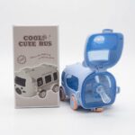 Cool Cute Bus Kids Straw Water Bottle 500ml - Blue