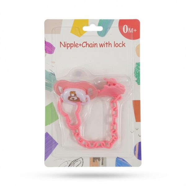 Cartoon Shape Pacifier With Clip - Pink