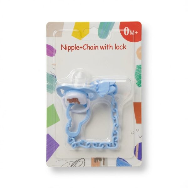 Cartoon Shape Pacifier With Clip - Blue