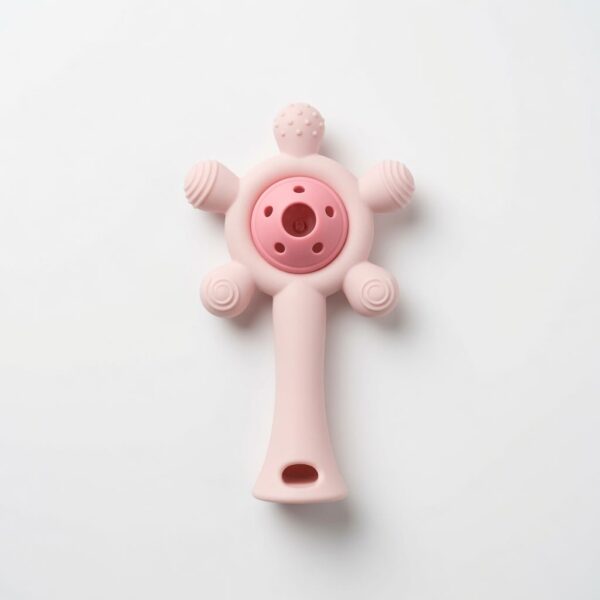 Baby Silicone Rattle Teether - Pink