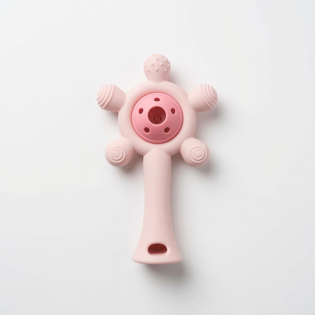 WhatsApp Image 2026-07-07 at 2.13.58 PM (1) Baby Silicone Rattle Teether - Pink - Image 1