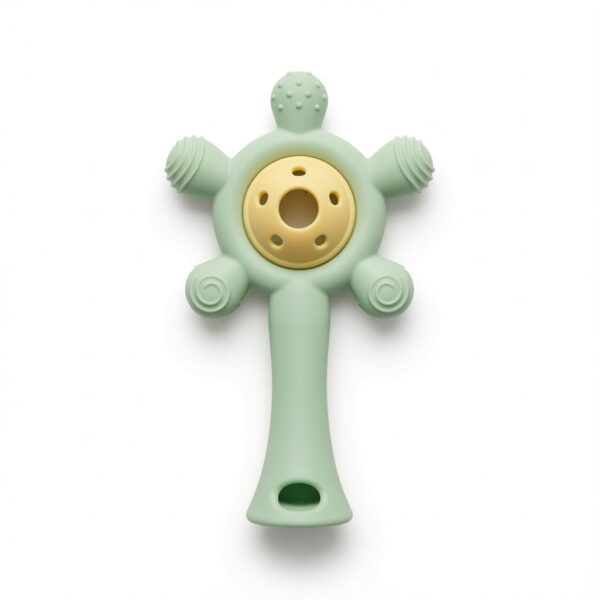 Baby Silicone Rattle Teether - Green