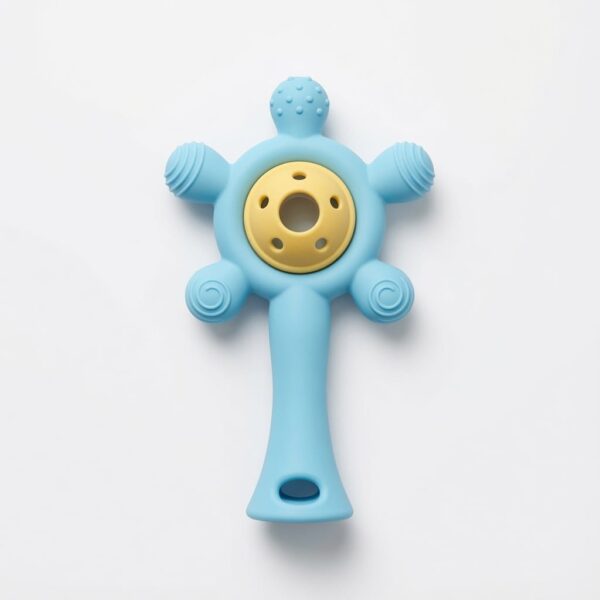 Baby Silicone Rattle Teether - Blue