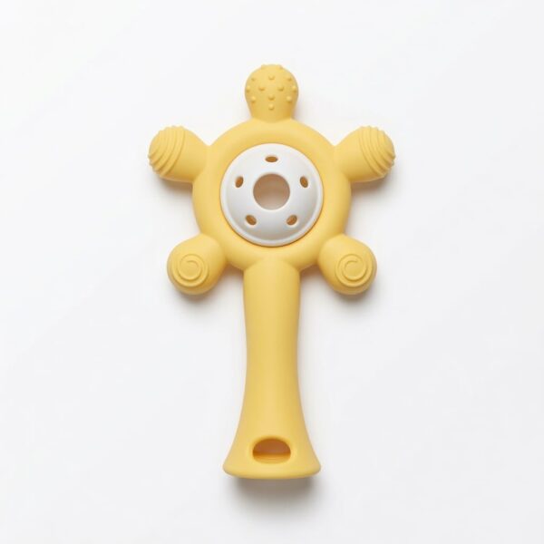 Baby Silicone Rattle Teether - Yellow