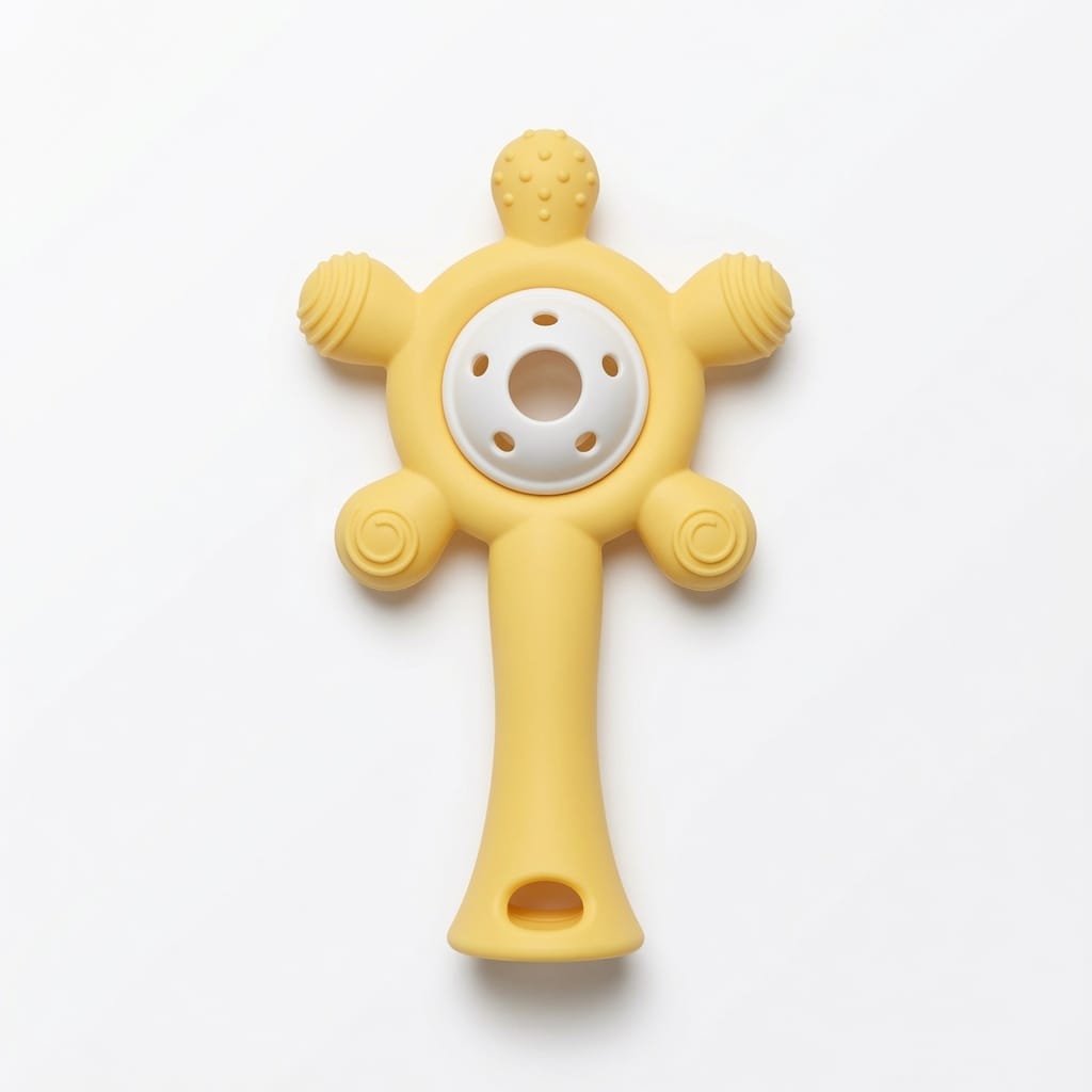 WhatsApp Image 2026-07-07 at 2.14.26 PM (1) Baby Silicone Rattle Teether - Yellow - Image 1