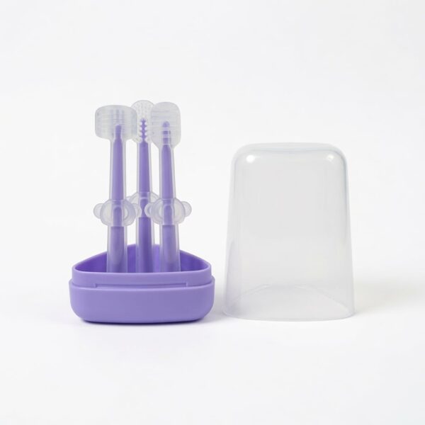 Baby Oral Care Silicone Toothbrush 3pcs - Purple