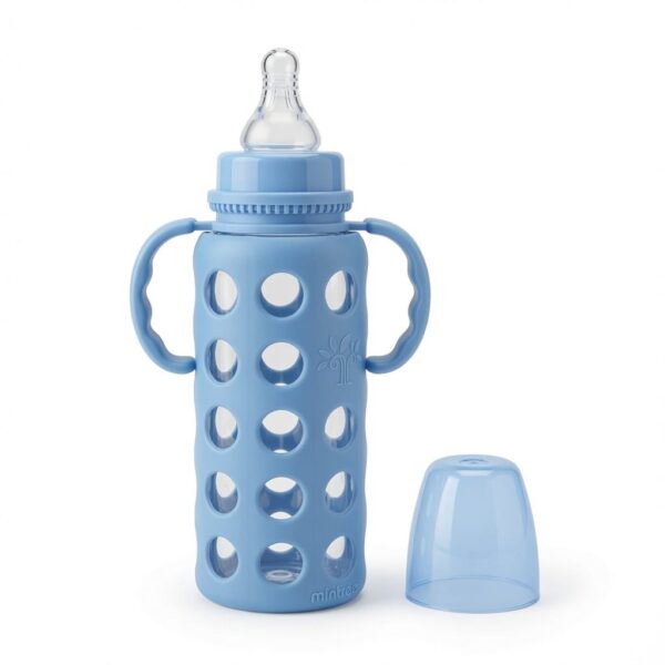 Minitree Glass Feeding Bottle 240ml – Blue