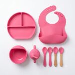 BPA Free Baby Silicone Feeding Set 8pcs – Pink