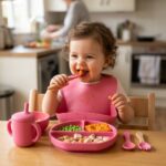 BPA Free Baby Silicone Feeding Set 8pcs – Pink - Image 4