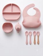 BPA Free Baby Silicone Feeding Set 8pcs – Light Pink