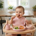BPA Free Baby Silicone Feeding Set 8pcs – Light Pink - Image 3
