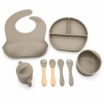 BPA Free Baby Silicone Feeding Set 8pcs – Army Green