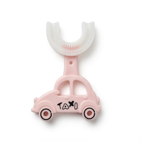 Taxi U-Shaped Soft Silicone Baby Toothbrush – Pink