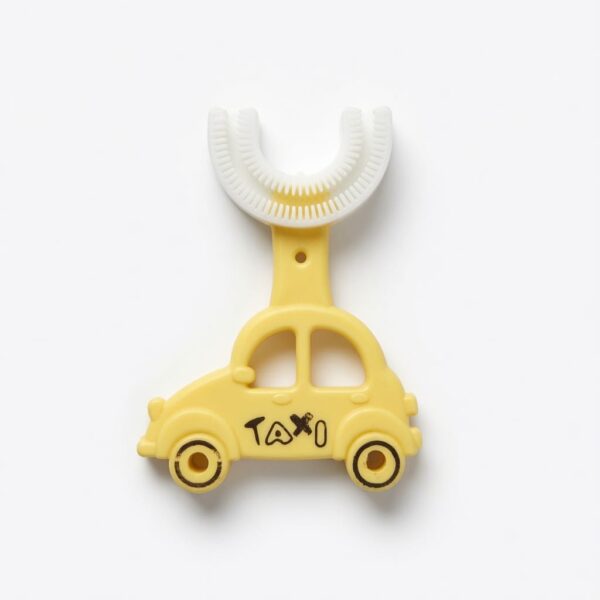 Taxi U-Shaped Soft Silicone Baby Toothbrush – Yellow