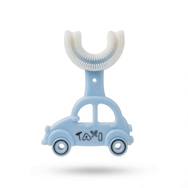 Taxi U-Shaped Soft Silicone Baby Toothbrush – Blue