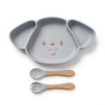 Silicone Weaning Plate Set for Babies - Grey