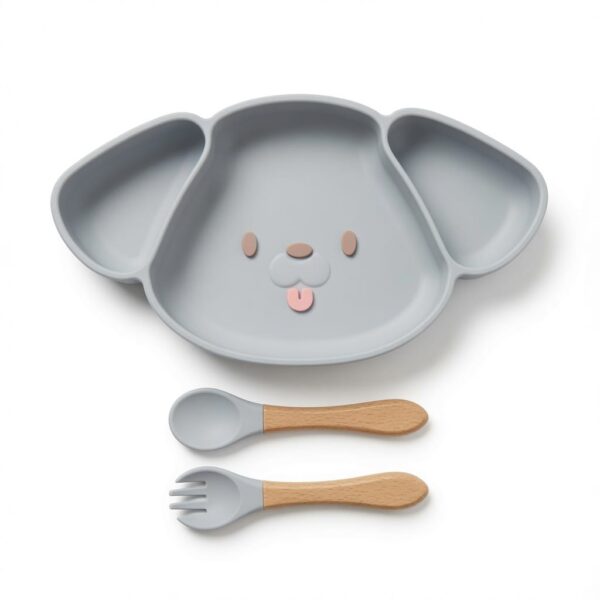 Silicone Weaning Plate Set for Babies - Grey