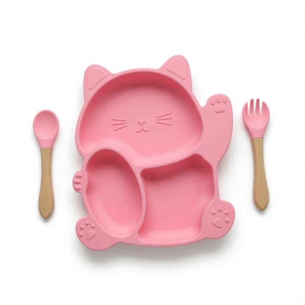 Silicone Weaning Plate Set for Babies - Pink
