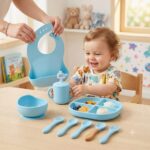 BPA Free Baby Silicone Feeding Set 8pcs – Blue - Image 2