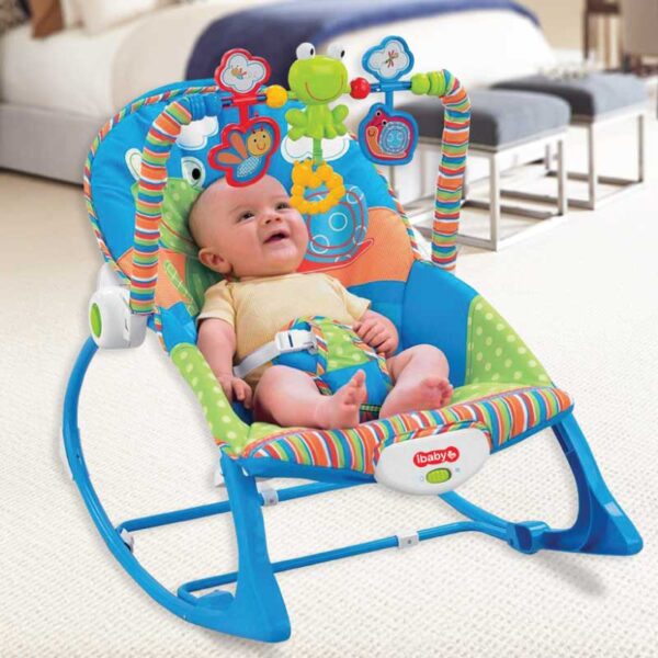 Tiibaby Musical Rocking Chair With Toy Bar & Vibration - Blue