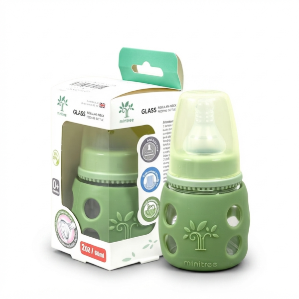 Minitree Glass Feeding Bottle 60ml – Green